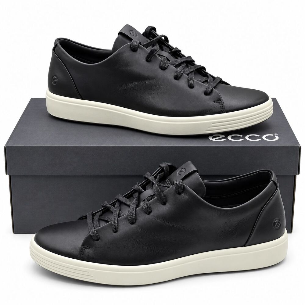 ECCO Soft 7 Men's Black Leather Low Top Casual Sneakers Comfort US 9 470794
